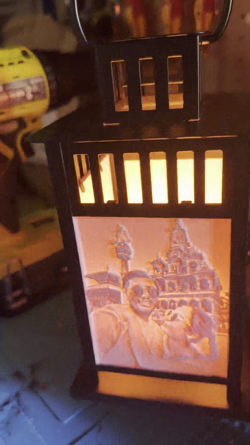 Black lantern, temple and couple